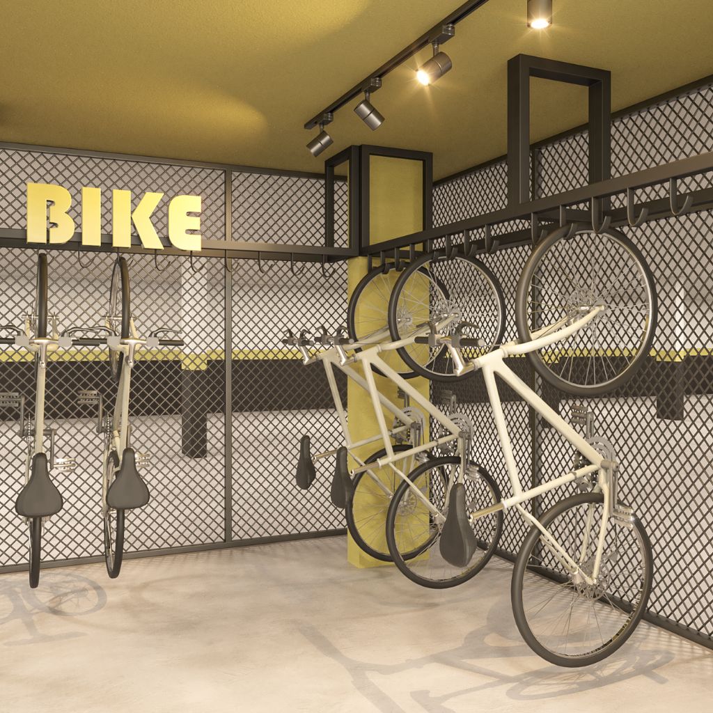 Bicicletário condomínio moderno